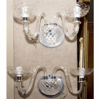 Lot 475 - Pair of George III Style Glass Two-Light Sconces
