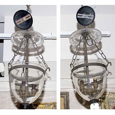 Lot 491 - Pair of George III Style Glass Hall Lanterns...