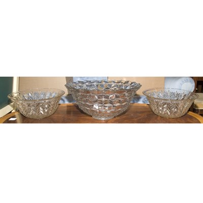 Lot 512 - Group of Three Pressed Glass Punch Bowls