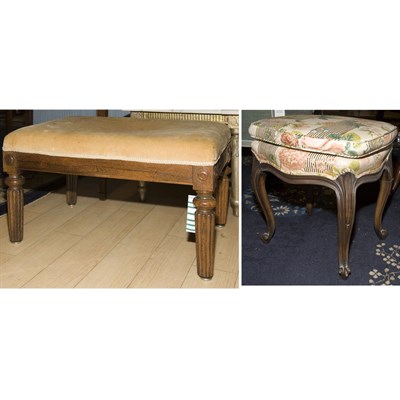 Lot 522 - Louis XV Style Walnut Stool; Together with a...