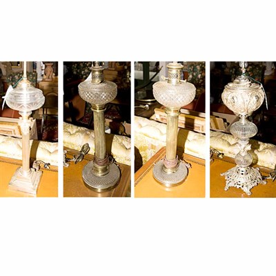 Lot 529 - Group of Four Glass and Silver Plated Oil...
