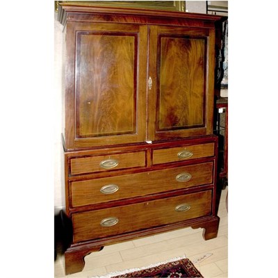 Lot 535 - Georgian Style Mahogany Linen Press Height 71...