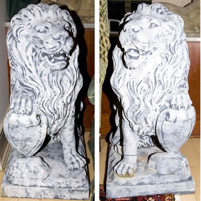 Lot 555 - Pair of Composition Figures of Lions