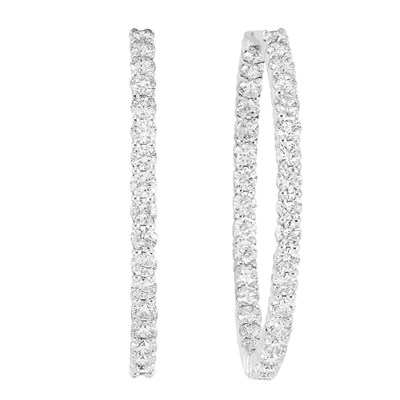 Lot 93 - Pair of White Gold and Diamond Hoop Earrings