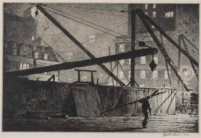 Lot 436 - Martin Lewis (1895-1992) DERRICKS AT NIGHT...