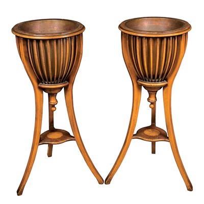 Lot 402 - Pair of Georgian Style Fruitwood Jardinieres...