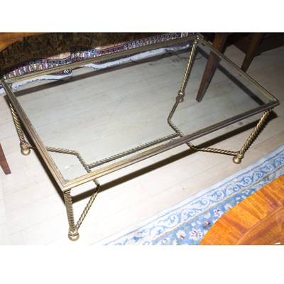 Lot 241 - Glass Top Metal Low Table Height 17 inches,...