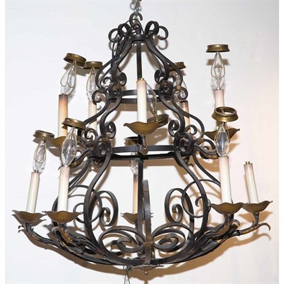 Lot 466 - French Iron Ten-Light Chandelier Height 23...