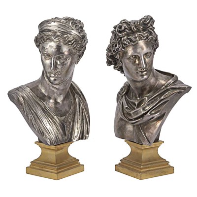 Lot 534 - Pair of Empire Style Silvered and Gilt-Bronze...