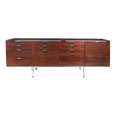 Lot 102 - Dunbar Credenza Chromed metal and rosewood...