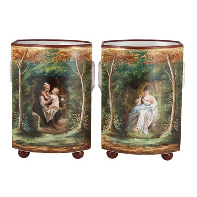 Lot 1079B - Pair of Old Paris Porcelain Garniture Vases...