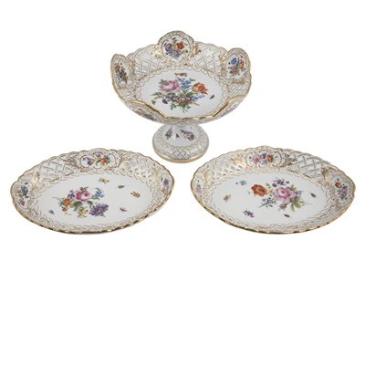 Lot 1079J - Meissen Reticulated Porcelain Dessert Set 20th...