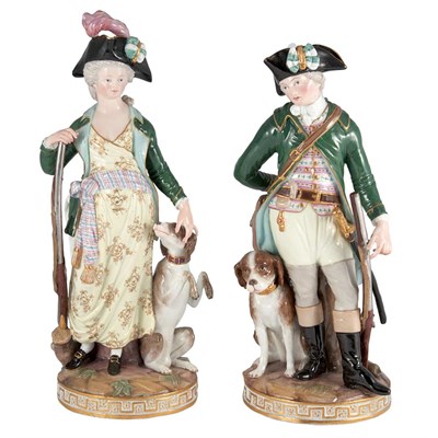 Lot 1079O - Pair of Meissen Porcelain Figures of a Hunter...
