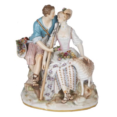 Lot 1079L - Meissen Porcelain Figural Group of a Courting...