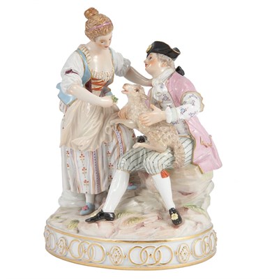Lot 1079N - Meissen Porcelain Figural Group of a...