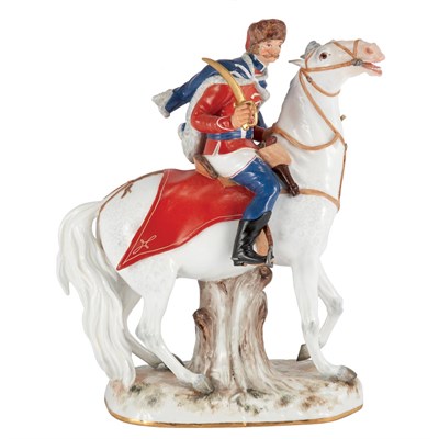 Lot 1079P - Meissen Porcelain Figure of a Hussar on...
