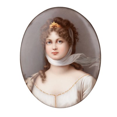 Lot 1079E - Framed KPM Painted Porcelain Portrait Plaque...
