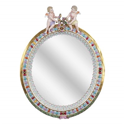 Lot 1079Q - Meissen Porcelain Mirror 20th Century Modeled...