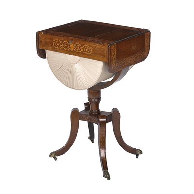 Lot 256 - Regency Marquetry Inlaid Rosewood Sewing Table...