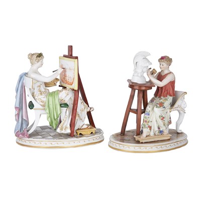 Lot 1079W - Two Dresden Porcelain Figures Allegorical of...