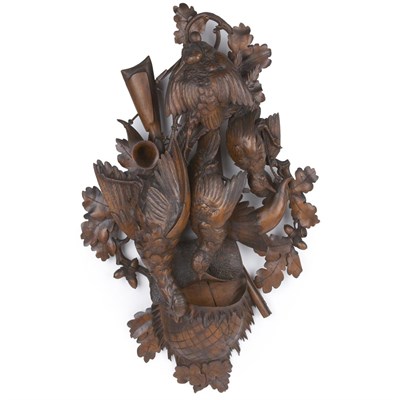 Lot 1079Y - Black Forest Carved Wood Game Plaque Late 19th...