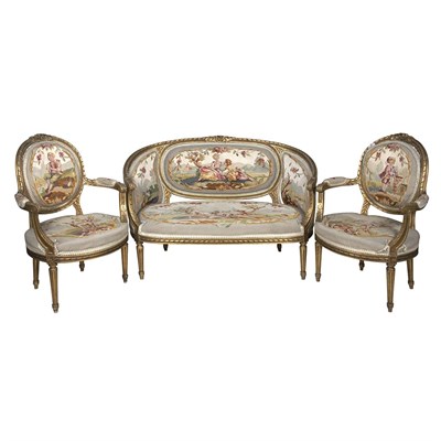 Lot 732 - Louis XVI Style Gilt-Wood Salon Suite...