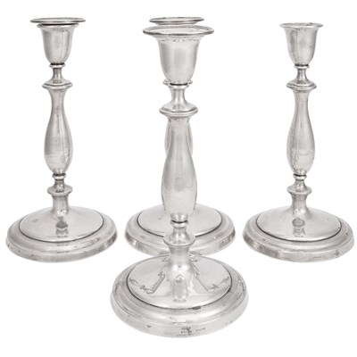 Lot 189 - Set of Four English Silver Candlesticks Height...