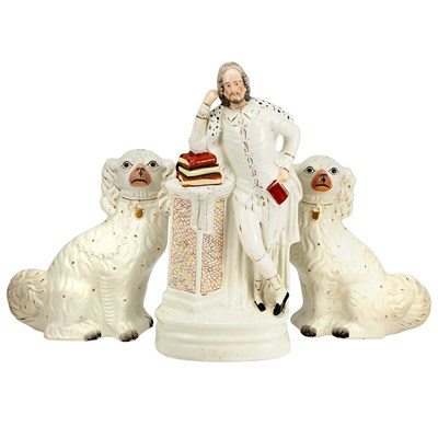 Lot 206 - Pair of Staffordshire Pottery Figures of...