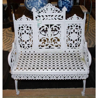 Lot 125 - Victorian Style White Iron Garden Bench Length...