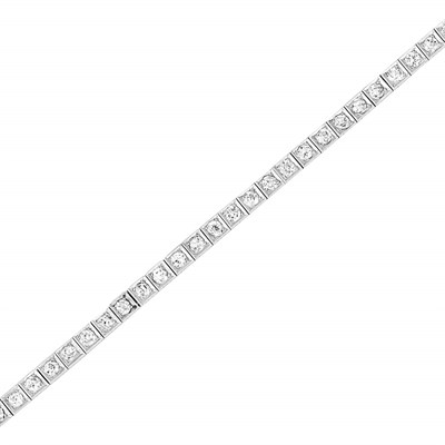 Lot 527 - Platinum and Diamond Straightline Bracelet