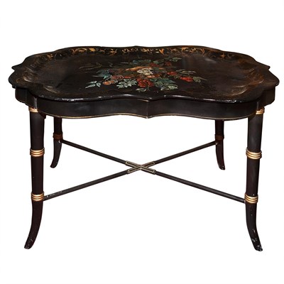 Lot 245A - Victorian Style Papier Mache Tray on Stand...