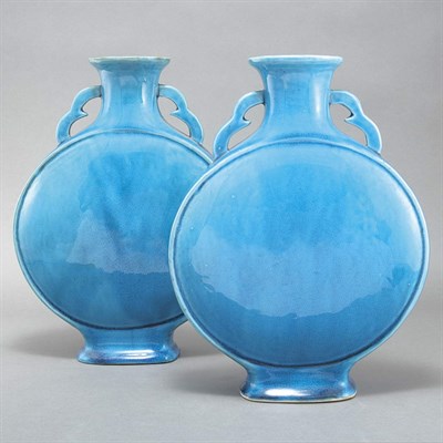 Lot 472 - Two Chinese Turquoise Glazed Porcelain Moon...