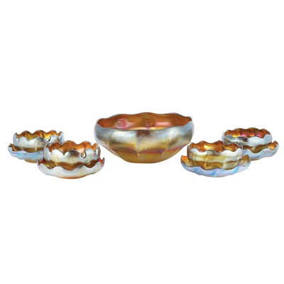 Lot 500 - Tiffany Favrile Glass Set Comprising a center...