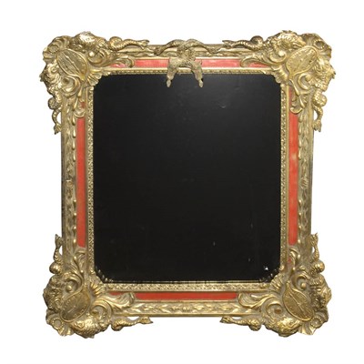 Lot 699 - Surrealist Gilt and Red Painted Wood Mirror...