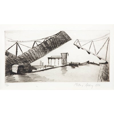 Lot 358 - Milton Avery DRAWBRIDGE (L. 10) Drypoint, 1936,...