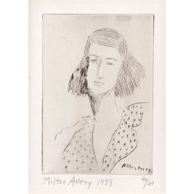 Lot 361 - Milton Avery ROSALIE (L. 17) Drypoint, 1939,...