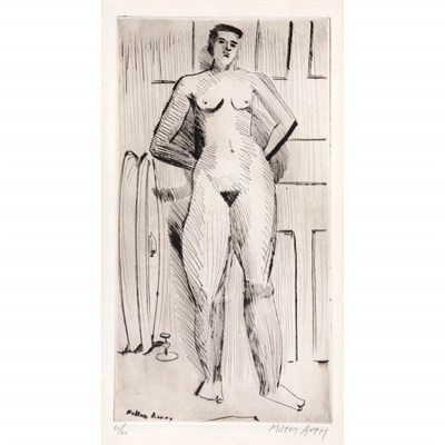 Lot 362 - Milton Avery STANDING NUDE (L. 21) Drypoint,...