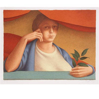 Lot 528 - George Tooker (b. 1920) WOMAN WITH BRANCH...