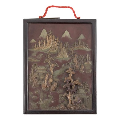 Lot 128 - Chinese Duan Stone Panel Early 19th century Of...