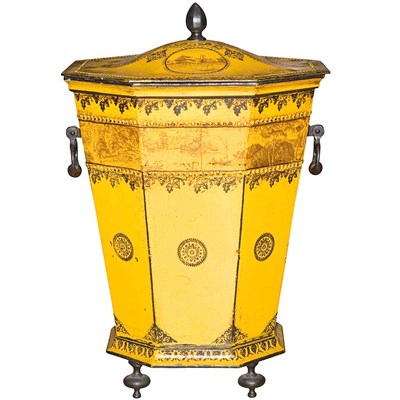 Lot 553 - Victorian Tole Painted Coal Bin 19th Century...
