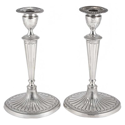 Lot 299 - Pair of George III Silver Candlesticks John...