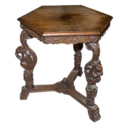 Lot 1221A - Carved Mahogany Side Table Last quarter 19th...