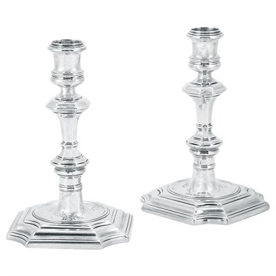 Lot 319 - Pair of George II Silver Candlesticks Paul de...