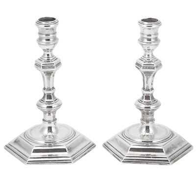 Lot 320 - Pair of George I Silver Candlesticks Probably...