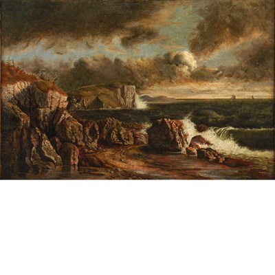 Lot 201 - Edward Moran American, 1829-1901 Seascape with...
