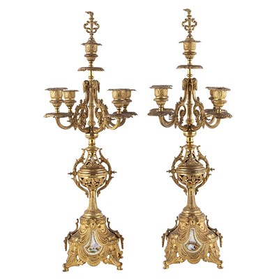 Lot 551 - Pair of Napoleon III Gilt-Bronze Five-Light...