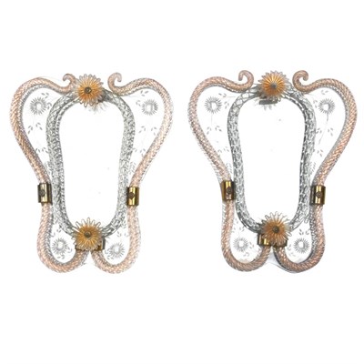 Lot 404 - Pair of Murano Glass Mirrors Each of cartouche...
