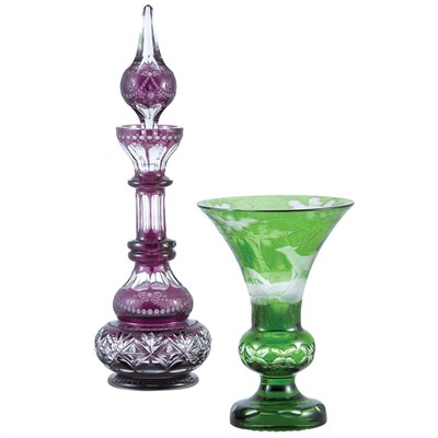 Lot 433 - Two Bohemian Style Overlay Glass Articles...