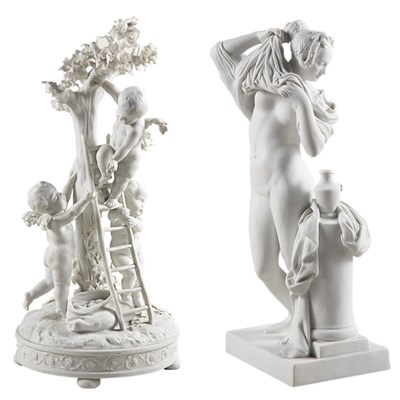 Lot 580 - Two Parian Bisque Porcelain Figures Comprising...