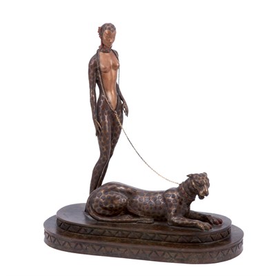Lot 483 - Art Deco Style Cold Painted Bronze Figure La...